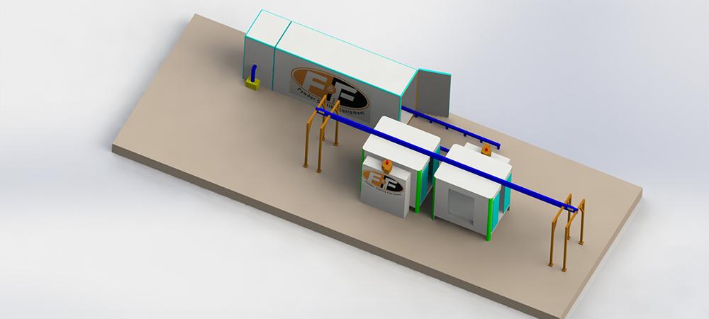 Kleine Pulverbeschichtungsanlage ohne Vorbehandlungsstation